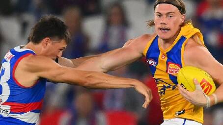 Harley Reid's fend-offs have become part of his highlights package across his first six games. (Morgan Hancock/AAP PHOTOS)