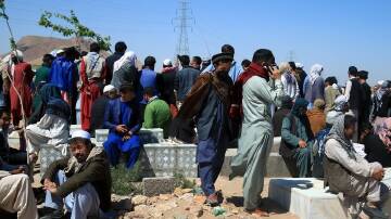 Funerals have been held for worshippers killed in a shooting at a mosque in Afghanistan. (EPA PHOTO)